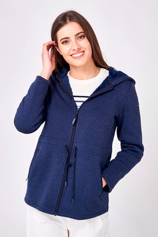 Casaco polar com capuz - Azul-marinho