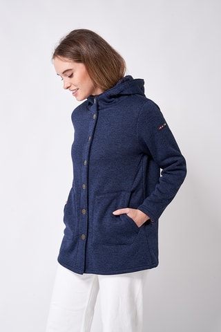 Casaco polar com capuz - Azul-marinho