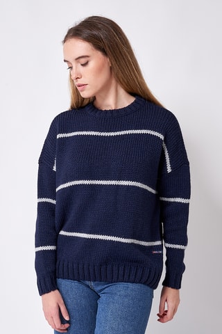 Camisola em lã e alpaca - Azul-marinho