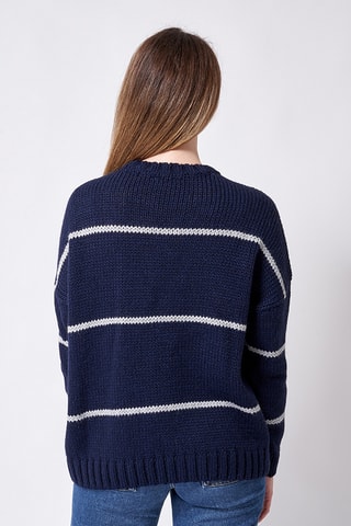 Camisola em lã e alpaca - Azul-marinho