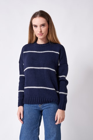 Camisola em lã e alpaca - Azul-marinho