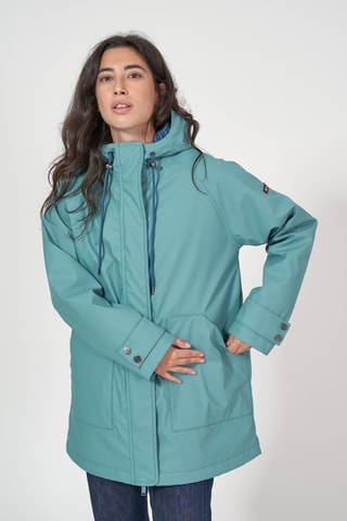 Impermeável com capuz - Verde-água