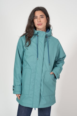 Impermeável com capuz - Verde-água