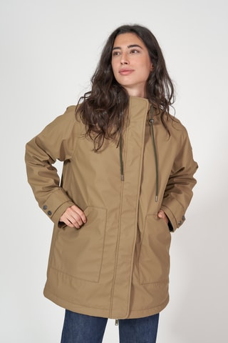 Impermeável com capuz - Castanho