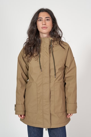 Impermeável com capuz - Castanho