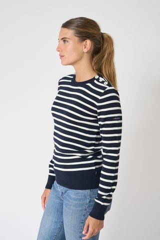 Camisola de lã - Azul-marinho e branco