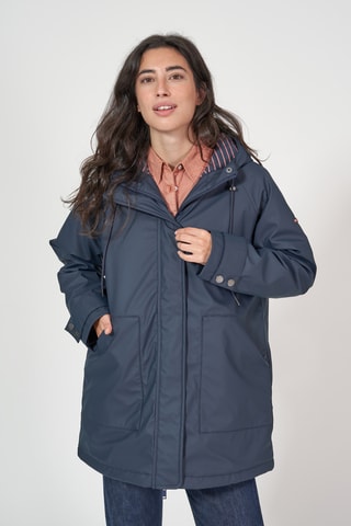 Impermeável com capuz - Azul-marinho