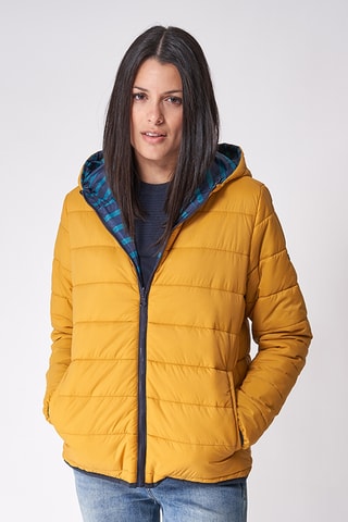 Blusão reversível com capuz - Amarelo e azul-marinho