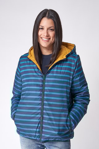 Blusão reversível com capuz - Amarelo e azul-marinho