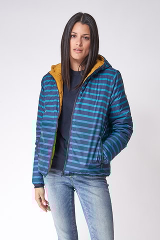 Blusão reversível com capuz - Amarelo e azul-marinho