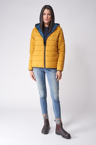 Blusão reversível com capuz - Amarelo e azul-marinho