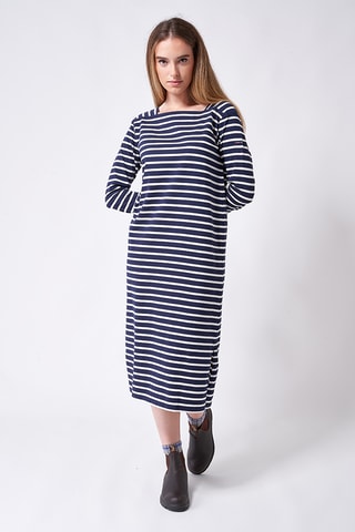 Vestido direito - Azul-marinho e cru