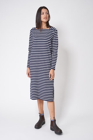 Vestido direito - Azul-marinho e cru