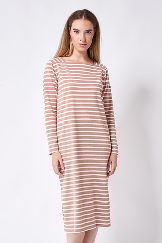 Vestido direito - Castanho-claro e cru