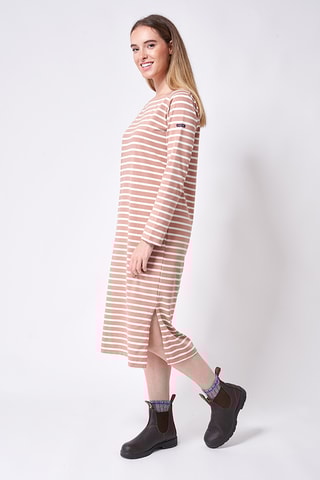 Vestido direito - Castanho-claro e cru