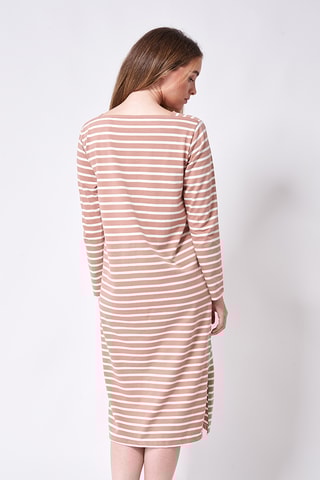 Vestido direito - Castanho-claro e cru