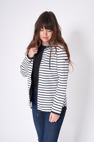 Sweat com capuz - Cru e azul-marinho