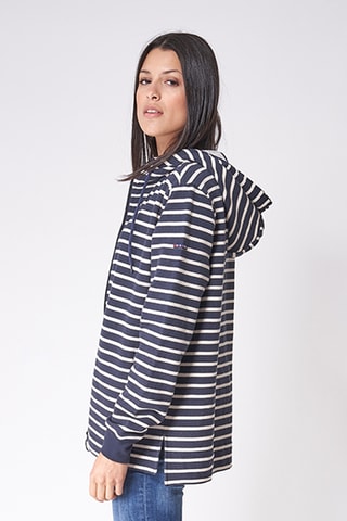 Casaco com capuz - Azul-marinho e cru