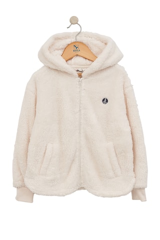 Casaco polar com capuz - Cru