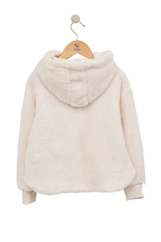 Casaco polar com capuz - Cru