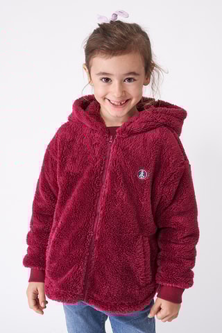 Casaco polar com capuz - Bordô