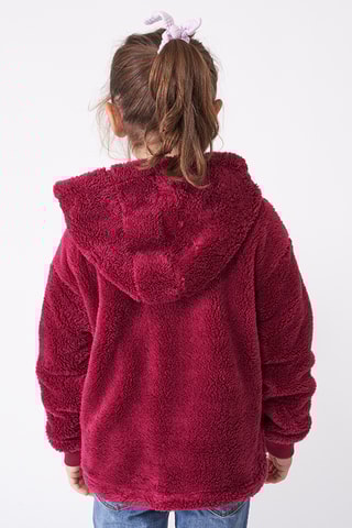 Casaco polar com capuz - Bordô