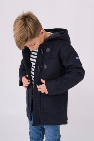 Parca com capuz em lã - Azul-marinho