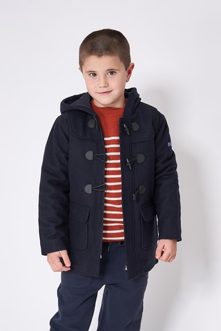 Parca com capuz em lã - Azul-marinho