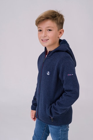 Casaco com capuz - Azul-marinho mesclado