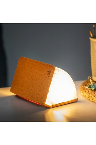 Candeeiro pequeno em forma de livro Smart Laranja e branco