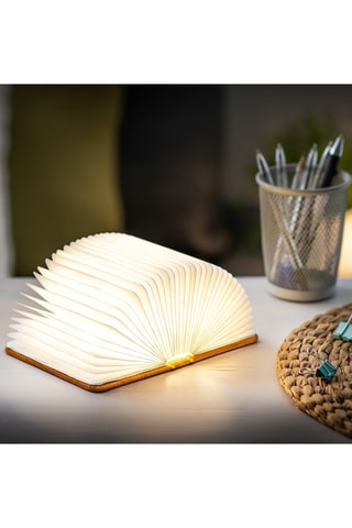 Candeeiro pequeno em forma de livro Smart Laranja e branco