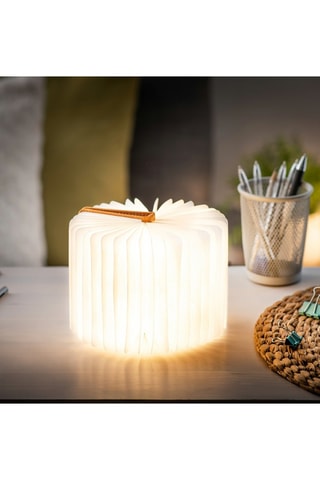 Candeeiro pequeno em forma de livro Smart Laranja e branco