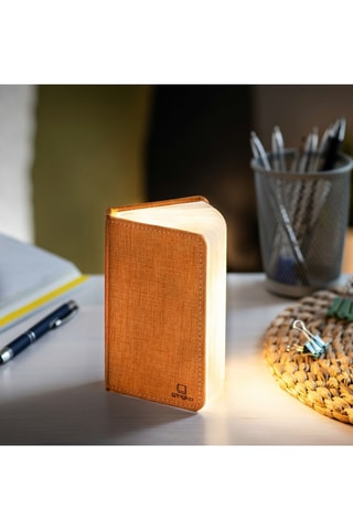 Candeeiro pequeno em forma de livro Smart Laranja e branco