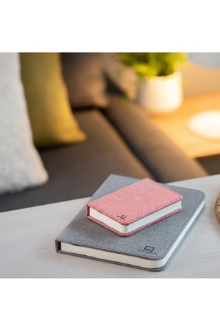 Candeeiro pequeno em forma de livro Smart Rosa e branco