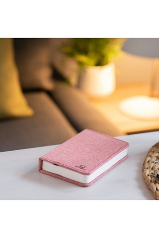 Candeeiro pequeno em forma de livro Smart Rosa e branco