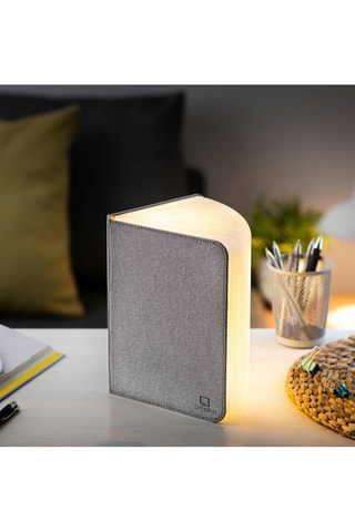 Candeeiro de mesa em forma de livro Smart Cinzento e branco