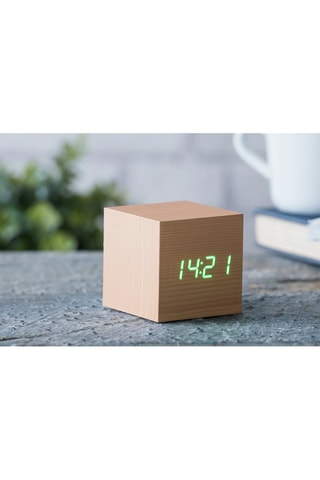 Despertador Cube Click Clock Natural e verde