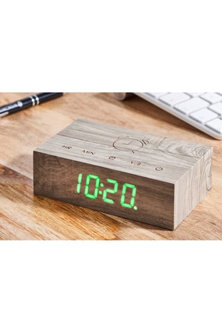 Despertador em madeira dura Flip Click Clock Natural e verde