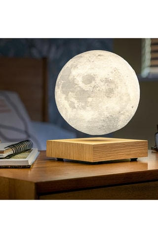 Candeeiro lunar de levitação em madeira de freixo Smart Natural e branco