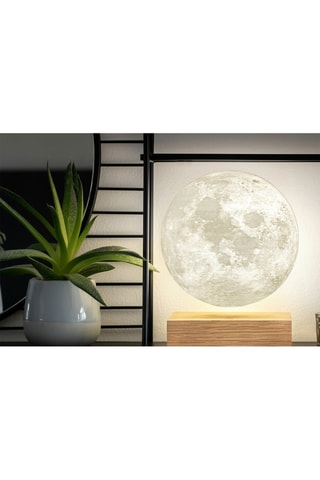 Candeeiro lunar de levitação em madeira de freixo Smart Natural e branco