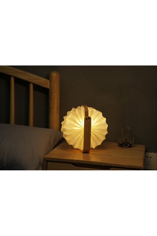 Mini candeeiro LED acordeão em bambu Smart Origami - Natural