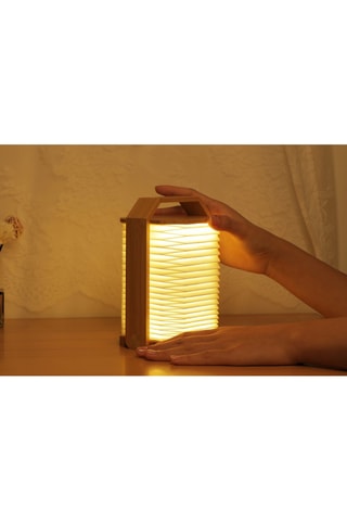 Mini candeeiro LED acordeão em bambu Smart Origami - Natural