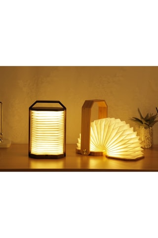 Mini candeeiro LED acordeão em bambu Smart Origami - Natural
