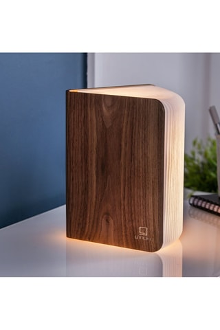 Candeeiro em forma de livro em nogueira Smart Natural e branco