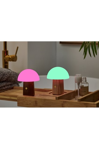 Candeeiro de mesa pequeno em forma de cogumelo Alice Natural e branco