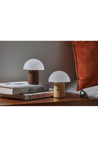 Candeeiro de mesa pequeno em forma de cogumelo Alice Natural e branco