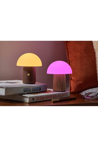 Candeeiro de mesa pequeno em forma de cogumelo Alice Natural e branco