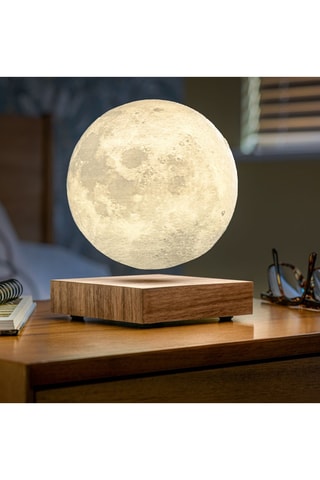 Candeeiro lunar de levitação em madeira de nogueira Smart Natural e branco