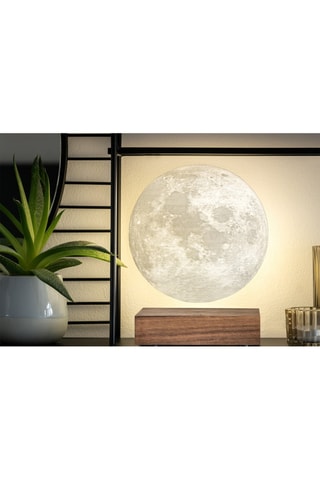 Candeeiro lunar de levitação em madeira de nogueira Smart Natural e branco
