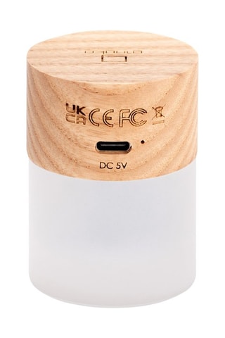 Candeeiro de mesa pequeno em madeira Lemelia Natural e branco